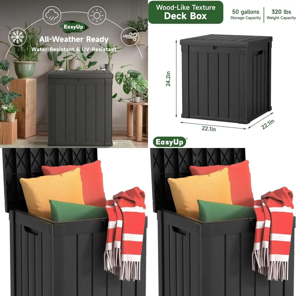 50 Gallon Resin Deck Box, Waterproof and UV-Protected, Ideal for Outdoor Patio, Garden, and Poolside Use, Striped Black
50 Gallon Resin Deck Box, Waterproof and UV-Protected, Ideal for Outdoor Patio, Garden, and Poolside Use, Striped Black