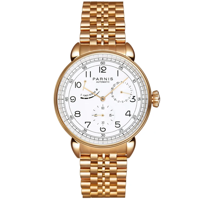 Fashion Parnis 42mm Rose Gold Case Automatic Mechanical Men's Wristwatches Steel Strap Calendar Men Watches relojes para hombre
Fashion Parnis 42mm Rose Gold Case Automatic Mechanical Men's Wristwatches Steel Strap Calendar Men Watches relojes para hombre