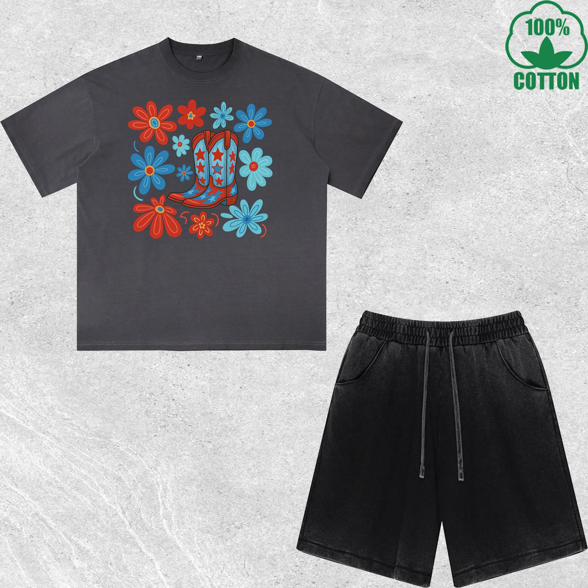 Fresh Flowers Printed Dirty Wash T-Shirt Shorts Set Multicolor Combo Loose Trendy 100%Cotton
Fresh Flowers Printed Dirty Wash T-Shirt Shorts Set Multicolor Combo Loose Trendy 100%Cotton