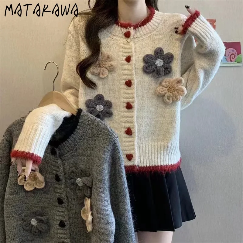 Matakawa Sweet Flowers Cardigans Autumn Winter Warm Vintage Women Sweaters Korean Fashion O Neck Elegant Sueter De Mujer
Matakawa Sweet Flowers Cardigans Autumn Winter Warm Vintage Women Sweaters Korean Fashion O Neck Elegant Sueter De Mujer