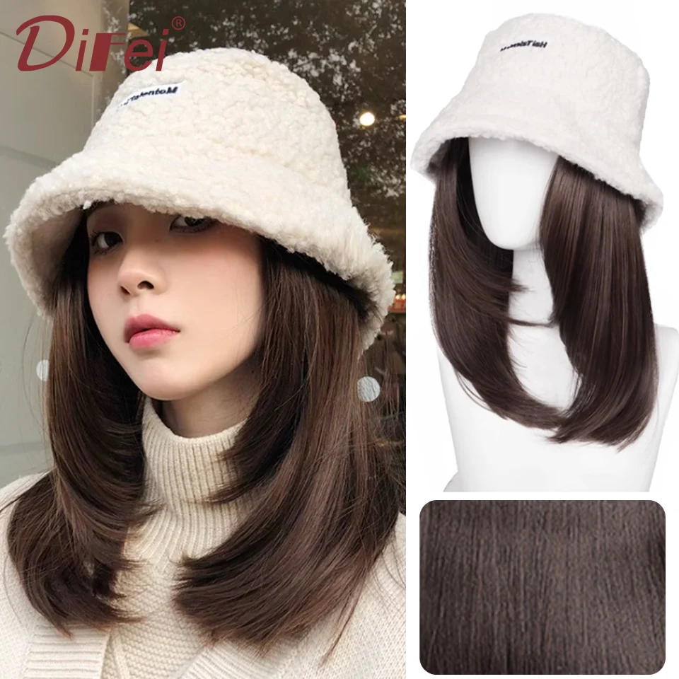 DIFEI Synthetic Wig Women's Hat Wig One Autumn And Winter Fashion Lambswool Fisherman's Hat Clavicle Hair Straight Hair Hat Wig
DIFEI Synthetic Wig Women's Hat Wig One Autumn And Winter Fashion Lambswool Fisherman's Hat Clavicle Hair Straight Hair Hat Wig