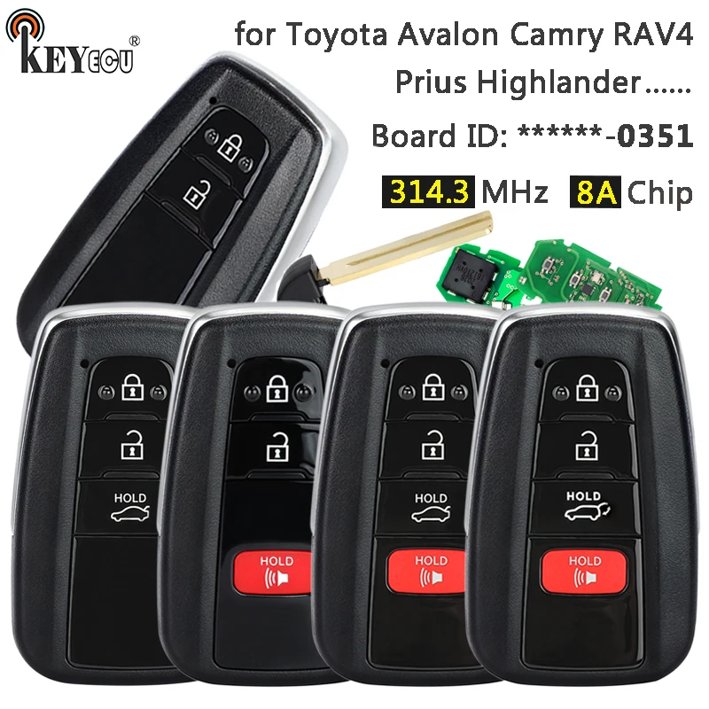 KEYECU 312/314,3 МГц 8A чип 231451-0351 HYQ14FBC умный дистанционный брелок без ключа для Toyota Avalon Camry Highlander RAV4 Prius
KEYECU 312/314,3 МГц 8A чип 231451-0351 HYQ14FBC умный дистанционный брелок без ключа для Toyota Avalon Camry Highlander RAV4 Prius