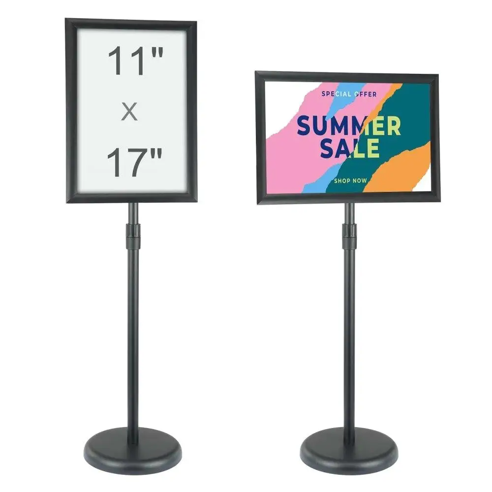 Adjustable 11x17 Inch Vertical and Horizontal Sign Holder Heavy Duty Floor Stand with Round Base for Advertising for display 
Adjustable 11x17 Inch Vertical and Horizontal Sign Holder Heavy Duty Floor Stand with Round Base for Advertising for display