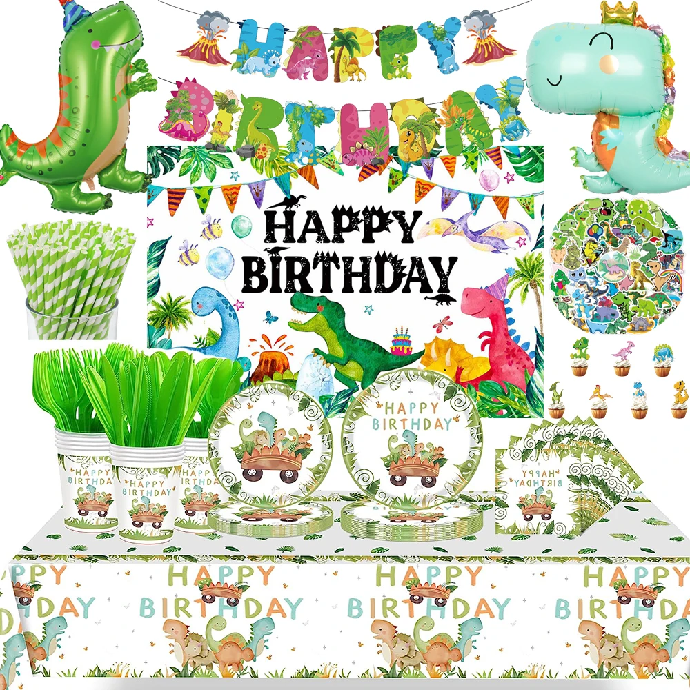 Cartoon Dinosaur Theme Birthday Party Decorations Disposable Tableware Paper Cup Plate Stickers Balloons Kids Party Supplies
Cartoon Dinosaur Theme Birthday Party Decorations Disposable Tableware Paper Cup Plate Stickers Balloons Kids Party Supplies