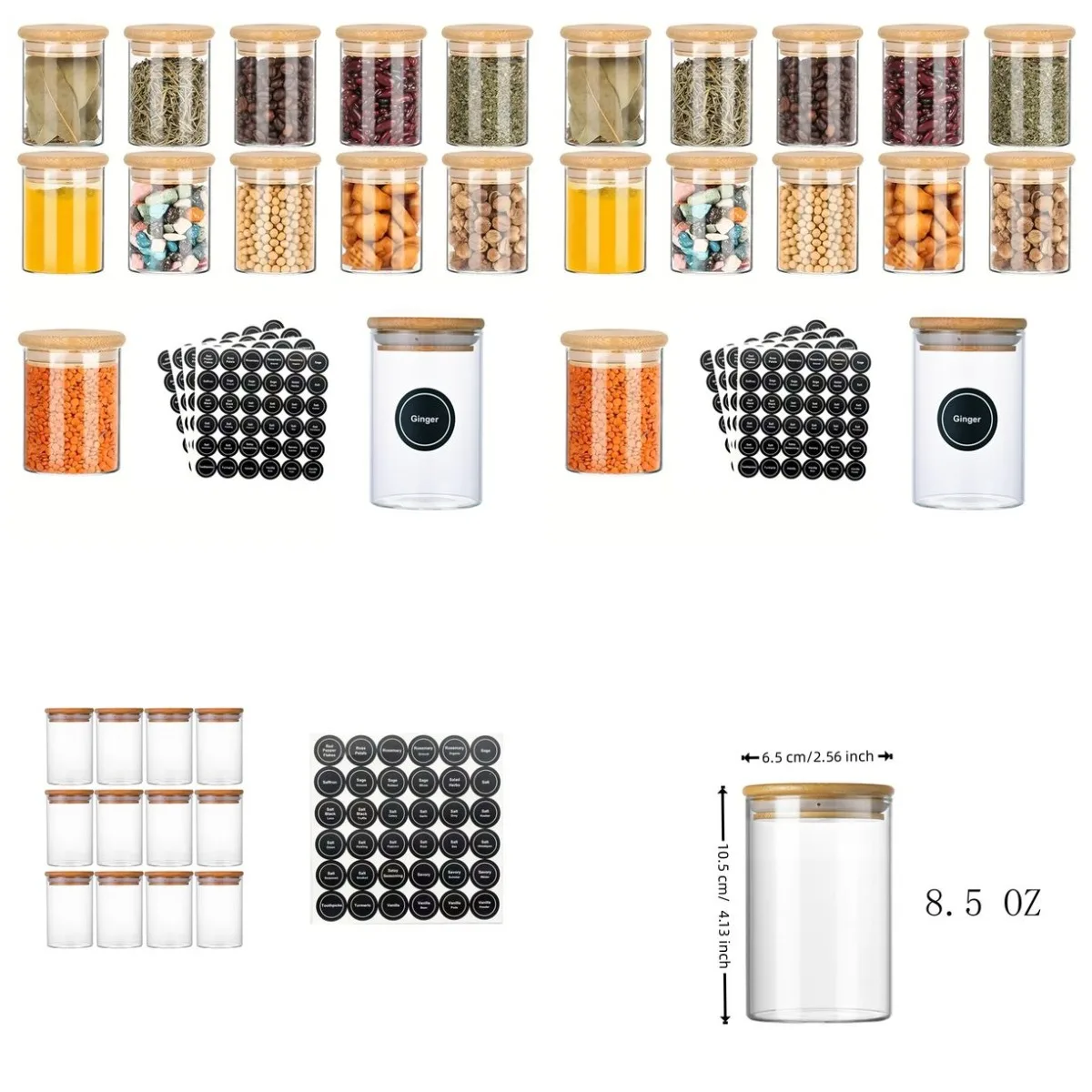 Круглые стеклянные банки для специй с бамбуковыми крышками, баночки для хранения кофе, соли, перца, чая
Круглые стеклянные банки для специй с бамбуковыми крышками, баночки для хранения кофе, соли, перца, чая