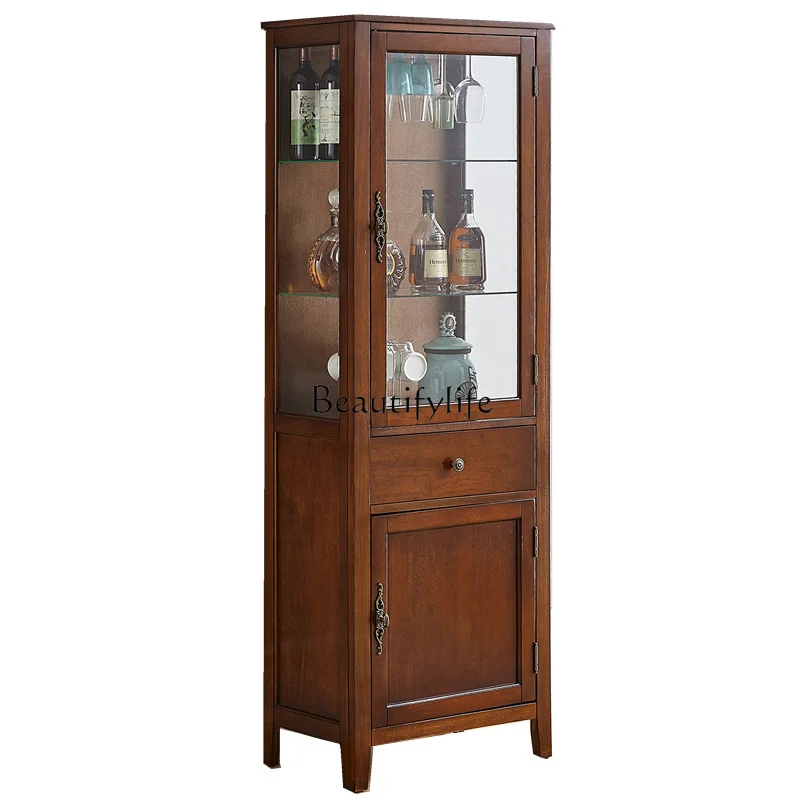 American solid wood wine cabinet glass clubhouse corner storage wall TV side cabinet
American solid wood wine cabinet glass clubhouse corner storage wall TV side cabinet