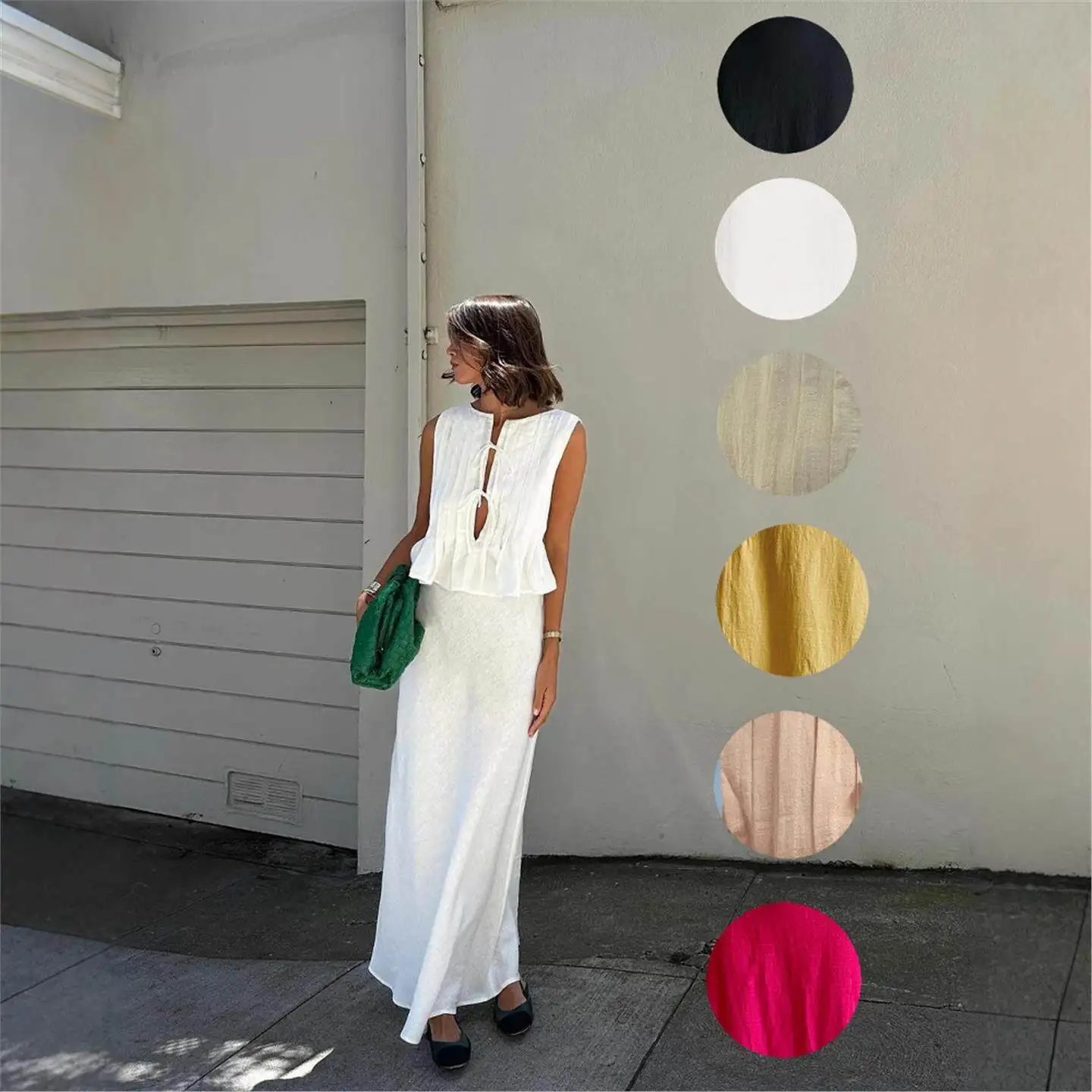Breathable Cotton Linen Women's Shirt with Pleated Sleeve Ribbon Tie High Street Long Skirt Six Colors in Stock Cross Border ...
Breathable Cotton Linen Women's Shirt with Pleated Sleeve Ribbon Tie High Street Long Skirt Six Colors in Stock Cross Border ...