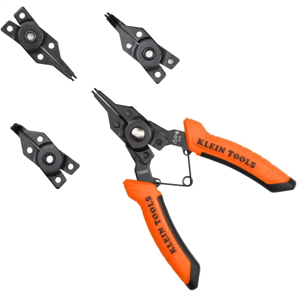 6-in-1 Convertible Snap Ring Pliers Set with 4 Interchangeable Heads for Internal External Clips
6-in-1 Convertible Snap Ring Pliers Set with 4 Interchangeable Heads for Internal External Clips