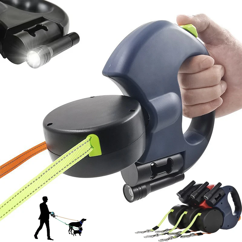 3in1 Retractable Double Head Dog Leash Flashlight Poop Bag Dispenser 3m Reflective Dual Pet Dog Leash 360 Swivel Lead With Light
3in1 Retractable Double Head Dog Leash Flashlight Poop Bag Dispenser 3m Reflective Dual Pet Dog Leash 360 Swivel Lead With Light