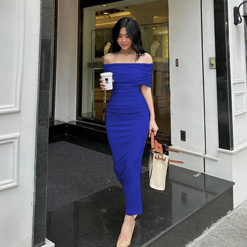 Spring Summer European and American One Shoulder Pleated Dress+slim Fit and Slimming Slit Bottom Skirt Formal Dress Long Skirt
Spring Summer European and American One Shoulder Pleated Dress+slim Fit and Slimming Slit Bottom Skirt Formal Dress Long Skirt