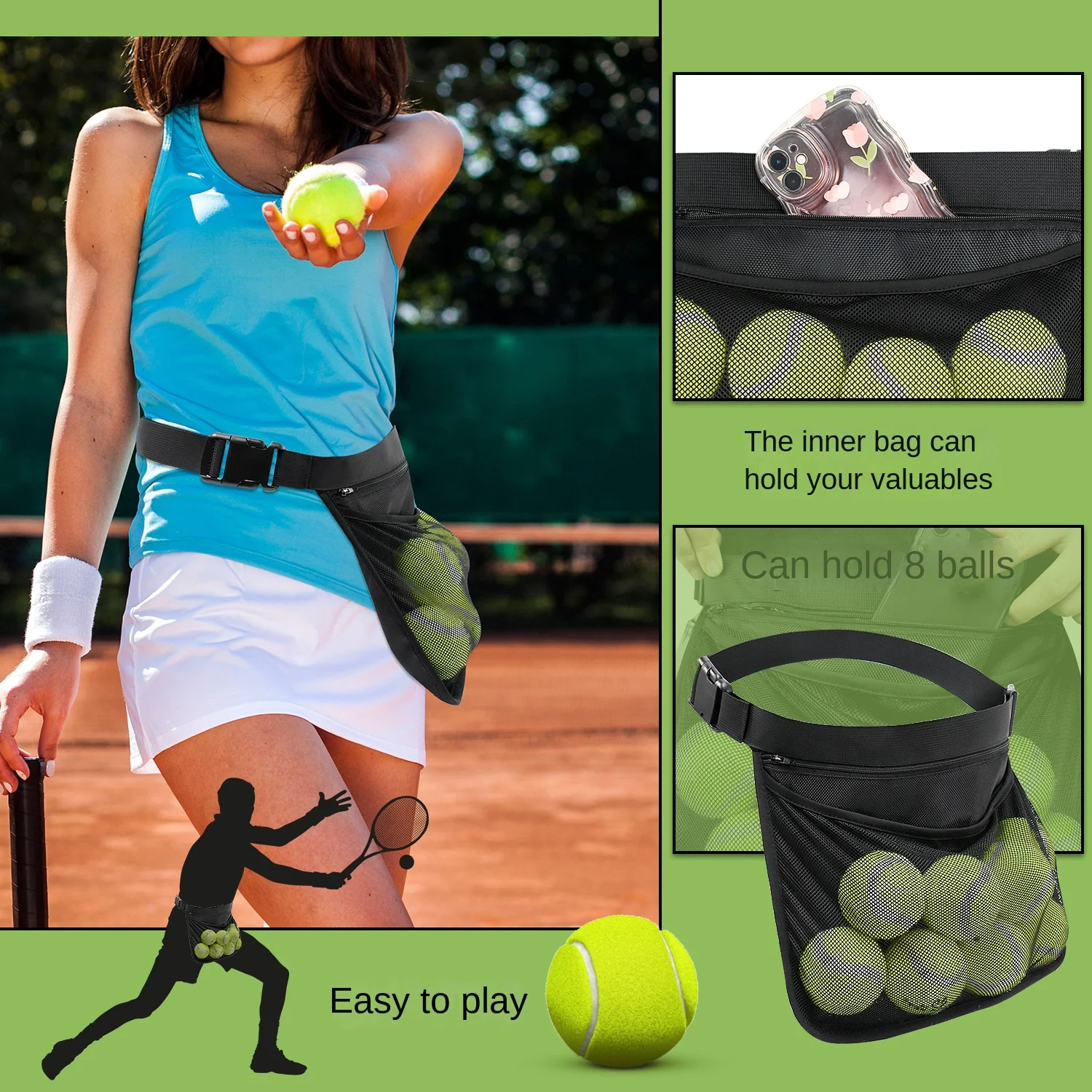 Large-capacity tennis storage bag, golf pocket, tennis table tennis finishing bag, multifunctional bag
Large-capacity tennis storage bag, golf pocket, tennis table tennis finishing bag, multifunctional bag