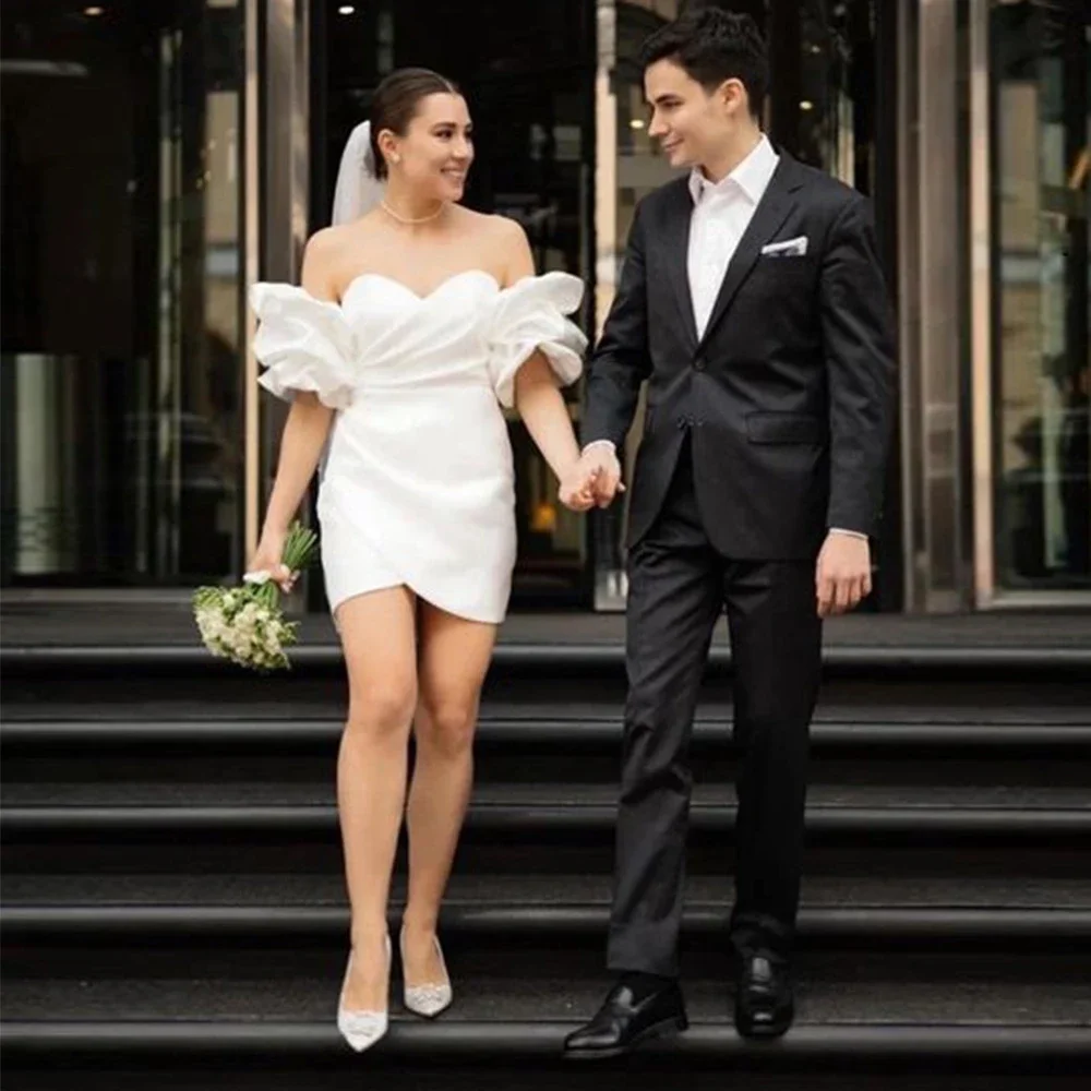 Mini Length Wedding Dresses Customized Off The Shoulder Sweetheart Robe De Mariée Sheath Short Pleat Bridal Gowns 2025
Mini Length Wedding Dresses Customized Off The Shoulder Sweetheart Robe De Mariée Sheath Short Pleat Bridal Gowns 2025