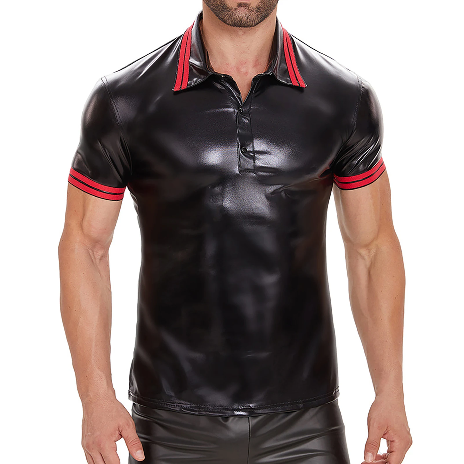 Adult Mens Sexy Soft Vest Top Shiny Leather Short Sleeve Turndown Collar T-shirt Nightclub Male Pole Dance Clothes
Adult Mens Sexy Soft Vest Top Shiny Leather Short Sleeve Turndown Collar T-shirt Nightclub Male Pole Dance Clothes