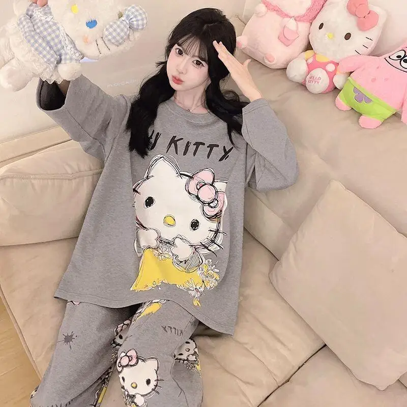 Sanrio Leopard Hello Kitty Pajama Set Pure Cotton Women Teen Girls Loungewear Autumn New Long Sleeve Long Pants Loose Oversized
Sanrio Leopard Hello Kitty Pajama Set Pure Cotton Women Teen Girls Loungewear Autumn New Long Sleeve Long Pants Loose Oversized