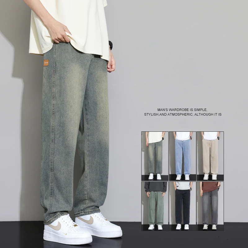 Осенняя новая винтажная одежда, джинсы, мужские свободные прямые повседневные модные персонализированные мужские джинсовые брюки с вышивкой 
Осенняя новая винтажная одежда, джинсы, мужские свободные прямые повседневные модные персонализированные мужские джинсовые брюки с вышивкой