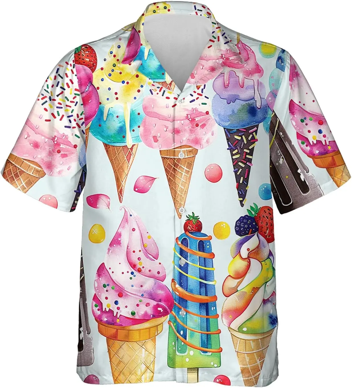 Men's ice cream Extragranda Hawaiian shirts, 3D printing, beach blouse, short -sleeved tops, lapel, holiday,
Men's ice cream Extragranda Hawaiian shirts, 3D printing, beach blouse, short -sleeved tops, lapel, holiday,