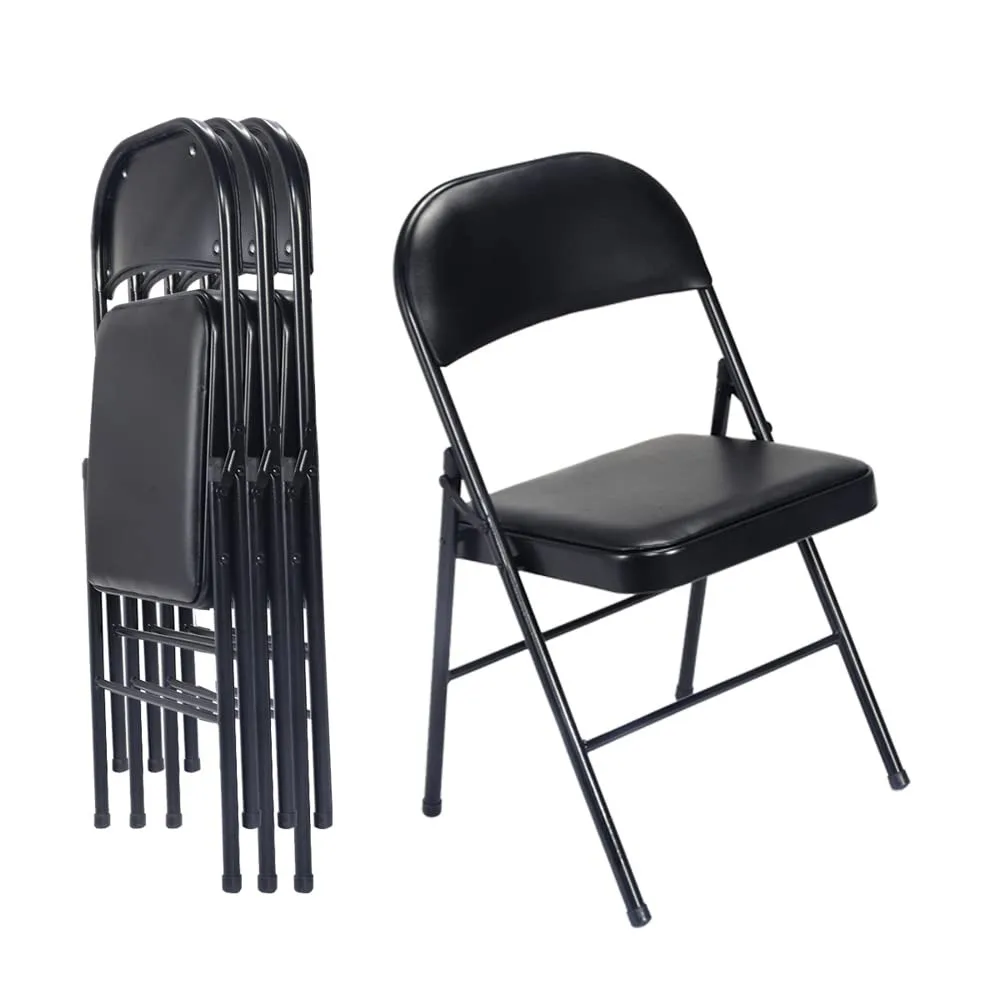 4 Pack Black Folding Chairs with Padded Seats for Outdoor & Indoor, Portable Stackable Commercial Seat with Steel, Customized
4 Pack Black Folding Chairs with Padded Seats for Outdoor & Indoor, Portable Stackable Commercial Seat with Steel, Customized