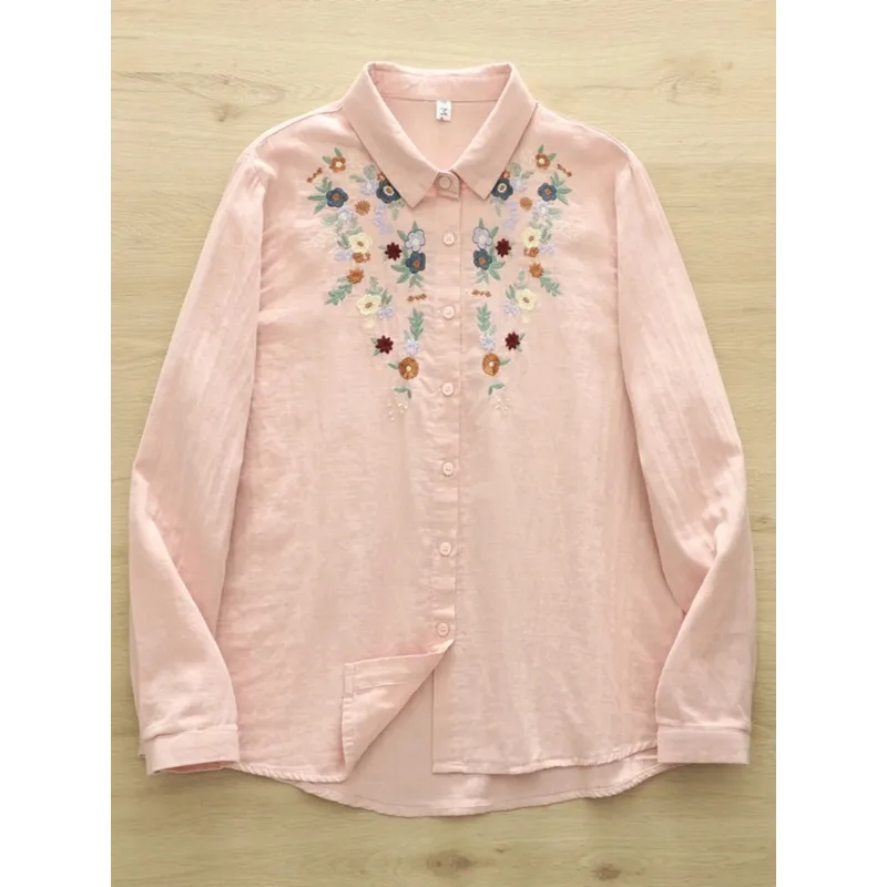 Женская хлопковая рубашка с цветочной вышивкой, повседневная, свободного кроя, с длинным рукавом, на пуговицах
Женская хлопковая рубашка с цветочной вышивкой, повседневная, свободного кроя, с длинным рукавом, на пуговицах