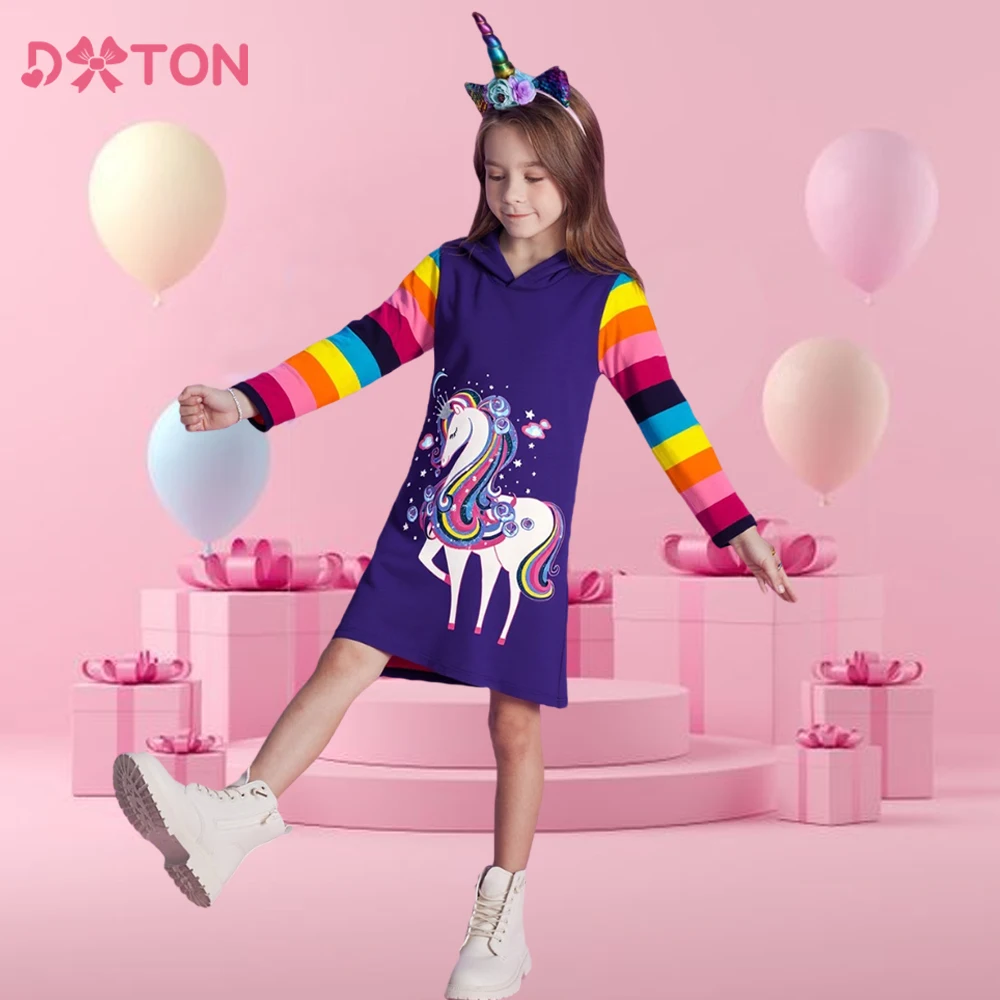DXTON Children Hooded Dresses Rainbow Striped Baby Girls Winter Dress Unicorn Toddler Girls Hoodies Clothing Cartoon Kids Dress
DXTON Children Hooded Dresses Rainbow Striped Baby Girls Winter Dress Unicorn Toddler Girls Hoodies Clothing Cartoon Kids Dress