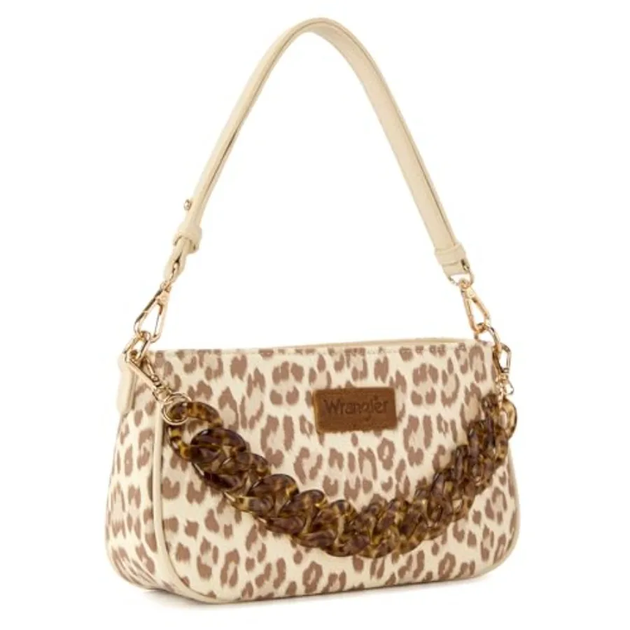 Wrangler Small Shoulder Bag Cheetah Print Purse with Acrylic Chain
Wrangler Small Shoulder Bag Cheetah Print Purse with Acrylic Chain