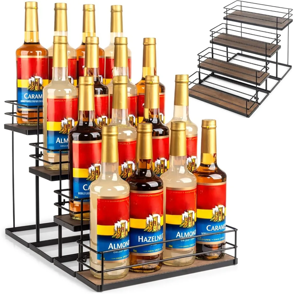4-х уровневый органайзер для кофейного сиропа емкостью 16 бутылок для кофейных батончиков, кухонь и домашних баров 
4-х уровневый органайзер для кофейного сиропа емкостью 16 бутылок для кофейных батончиков, кухонь и домашних баров