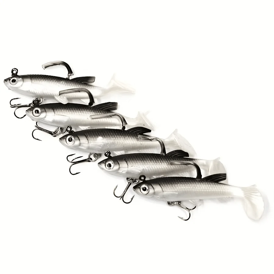 6pcs Ultra-Realistic Soft Bait Fish Hooks With Single And Triple Hook Designs - Durable Lead Coating With Bionic Swimming Effect For Freshwater And Saltwater Fishing - Black Bait For Bass, Trout, And Pike With Spotted Pattern And Included Hook
6pcs Ultra-Realistic Soft Bait Fish Hooks With Single And Triple Hook Designs - Durable Lead Coating With Bionic Swimming Effect For Freshwater And Saltwater Fishing - Black Bait For Bass, Trout, And Pike With Spotted Pattern And Included Hook