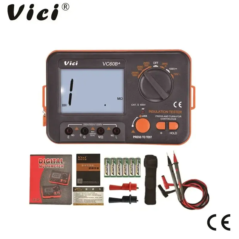 Цифровой тестер сопротивления изоляции VICI VC60B с ЖК-дисплеем 1000 В Мегаомметр изоляция 0-2000M Ом Высокое напряжение короткое замыкание Входная сигнализация
Цифровой тестер сопротивления изоляции VICI VC60B с ЖК-дисплеем 1000 В Мегаомметр изоляция 0-2000M Ом Высокое напряжение короткое замыкание Входная сигнализация