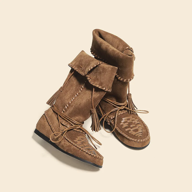 Bohemia Women's Shoes Retro Luxury Leather Mid Calf Boots for Woman Exquisite Flat Bottom Tube Boots Designer Shoes Botas Mujer
Bohemia Women's Shoes Retro Luxury Leather Mid Calf Boots for Woman Exquisite Flat Bottom Tube Boots Designer Shoes Botas Mujer