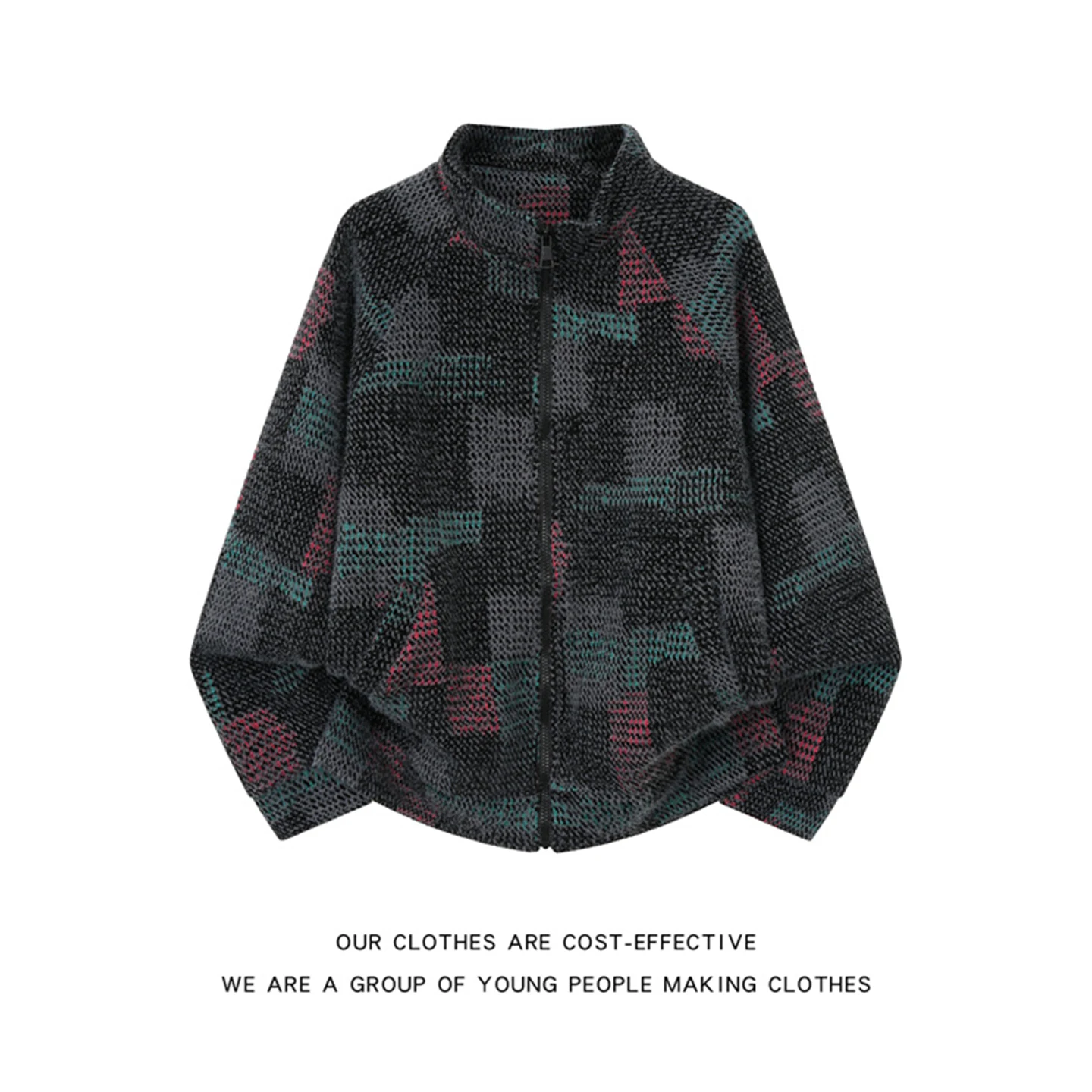 Heavyweight Plaid Zipper Cardigan Sweatirt Men's Cleanfit American Trendy Haome Outerwear Stand Collar Cheered
Heavyweight Plaid Zipper Cardigan Sweatirt Men's Cleanfit American Trendy Haome Outerwear Stand Collar Cheered