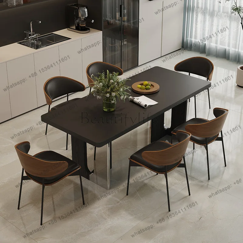 Modern simple light luxury high-end hanging thickened rock slab dining table rectangular dining table
Modern simple light luxury high-end hanging thickened rock slab dining table rectangular dining table