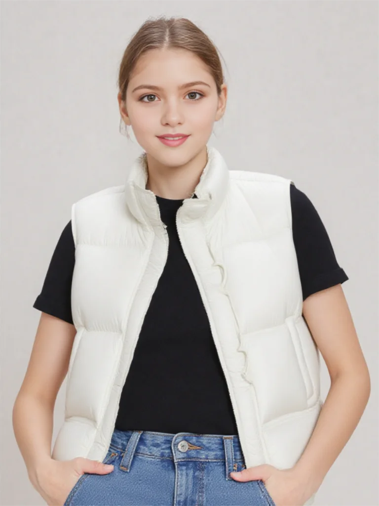 Autumn Winter Solid Puff Stand Collar Down Vest Female Double Zipper Waistcoat Outwears Women White Duck Down Fluffy Warm Vest
Autumn Winter Solid Puff Stand Collar Down Vest Female Double Zipper Waistcoat Outwears Women White Duck Down Fluffy Warm Vest