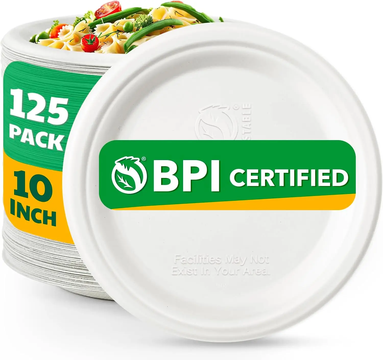 100% Compostable Paper Plates, 10 Inch, 125 Count, Biodegradable Bagasse Plates, Heavy Duty
100% Compostable Paper Plates, 10 Inch, 125 Count, Biodegradable Bagasse Plates, Heavy Duty