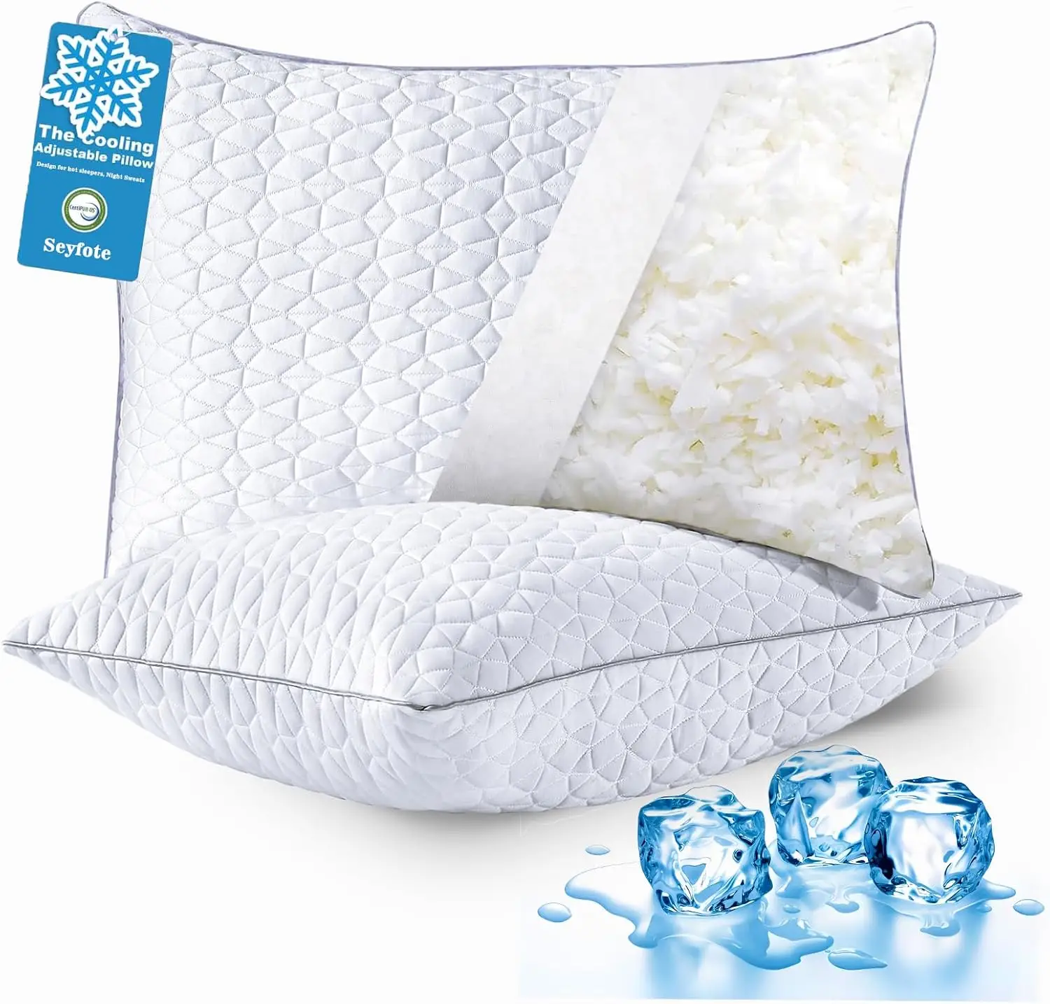 Cooling Pillows Queen Size Set of 2, Shredded Memory Foam Pillows, Adjustable Firmness for Side Back Stomach Sleepers, Washable
Cooling Pillows Queen Size Set of 2, Shredded Memory Foam Pillows, Adjustable Firmness for Side Back Stomach Sleepers, Washable