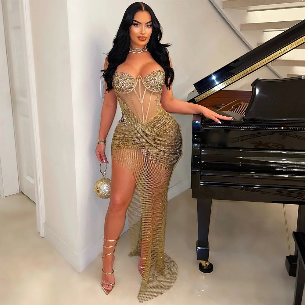 2024 Spaghetti Strap Diamonds Bodycon Dress Asymmetrical Sexy Maxi Long Dresses Women Mesh Transparent Party Club Dress Vestidos
2024 Spaghetti Strap Diamonds Bodycon Dress Asymmetrical Sexy Maxi Long Dresses Women Mesh Transparent Party Club Dress Vestidos