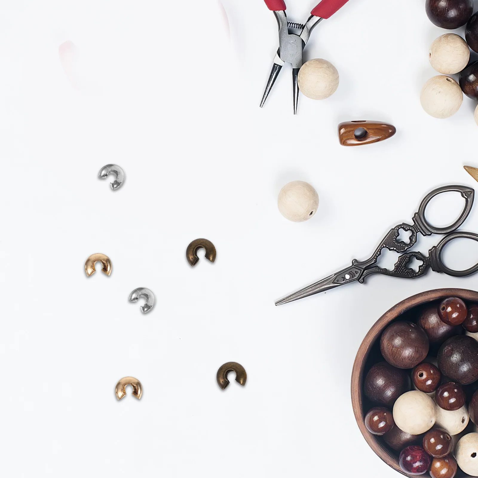 300Pcs Half Round Crimp Covers for Jewelry Making Precision Metal Bead Crimp Beads Assorted Gold Silver Bronze Colors Open Cup
300Pcs Half Round Crimp Covers for Jewelry Making Precision Metal Bead Crimp Beads Assorted Gold Silver Bronze Colors Open Cup