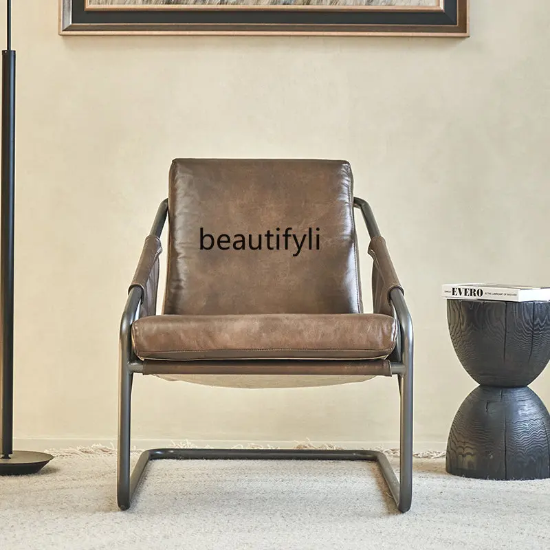 Minimalist Leisure Chair Genuine Leather Double-Layer Canvas Comfortable Trapezoid Irregular Casual Armchair bedroom chair
Minimalist Leisure Chair Genuine Leather Double-Layer Canvas Comfortable Trapezoid Irregular Casual Armchair bedroom chair