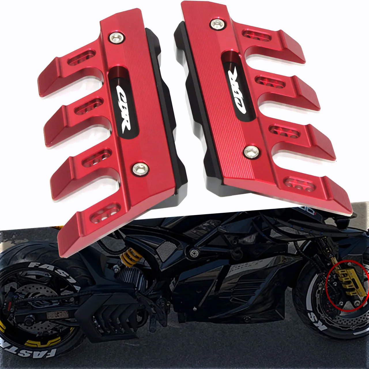 Mudguard Front Fork Protector Guard Block Front Fender Anti-fall Slider For CB150R CB250R CB300R CB125R CB650R CB300F CB500X/F
Mudguard Front Fork Protector Guard Block Front Fender Anti-fall Slider For CB150R CB250R CB300R CB125R CB650R CB300F CB500X/F