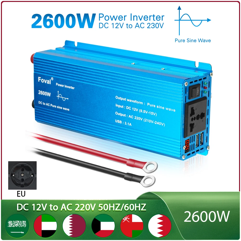 2600W Pure Sine Wave Inverter 12V DC To AC 220v Voltage Power Converter Solar Car Transformer
2600W Pure Sine Wave Inverter 12V DC To AC 220v Voltage Power Converter Solar Car Transformer