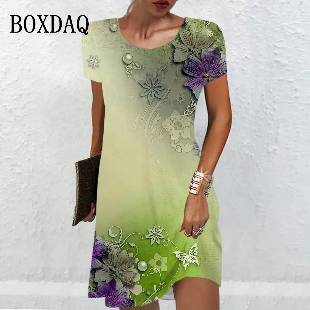 2024 Summer Fashion Women Dress New Short Sleeve O-Neck Gradient Print Mini Dress Elegant Casual Pullover Ladies Oversized Dress
2024 Summer Fashion Women Dress New Short Sleeve O-Neck Gradient Print Mini Dress Elegant Casual Pullover Ladies Oversized Dress