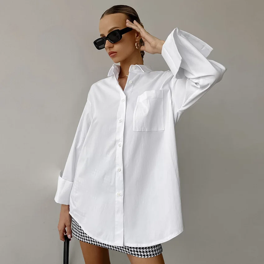 Simple Boyfriend Style White Shirt Casual Fashion 2025 Spring and Summer Casual Commuting All-match Mid-length Women's Top 
Simple Boyfriend Style White Shirt Casual Fashion 2025 Spring and Summer Casual Commuting All-match Mid-length Women's Top