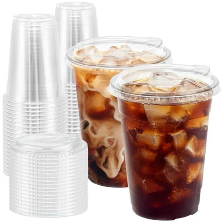 100 Pack 16 oz Clear Plastic Cups with Lids, Disposable Iced Coffee Cups with Sip Lids, Sturdy Plastic Smoothie Cups for Cold D
100 Pack 16 oz Clear Plastic Cups with Lids, Disposable Iced Coffee Cups with Sip Lids, Sturdy Plastic Smoothie Cups for Cold D