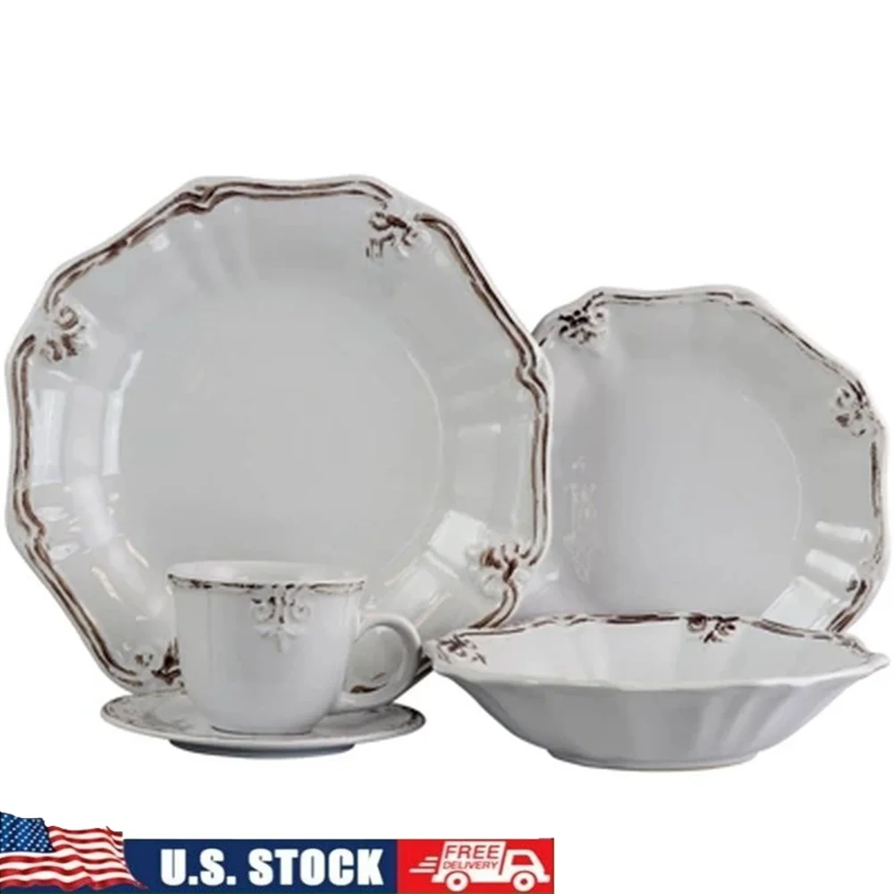 20 Piece Stoneware Antique Scallop Dinnerware Set White Durable Microwave Dishwasher Safe Service 4 Elegant Floral Design
20 Piece Stoneware Antique Scallop Dinnerware Set White Durable Microwave Dishwasher Safe Service 4 Elegant Floral Design