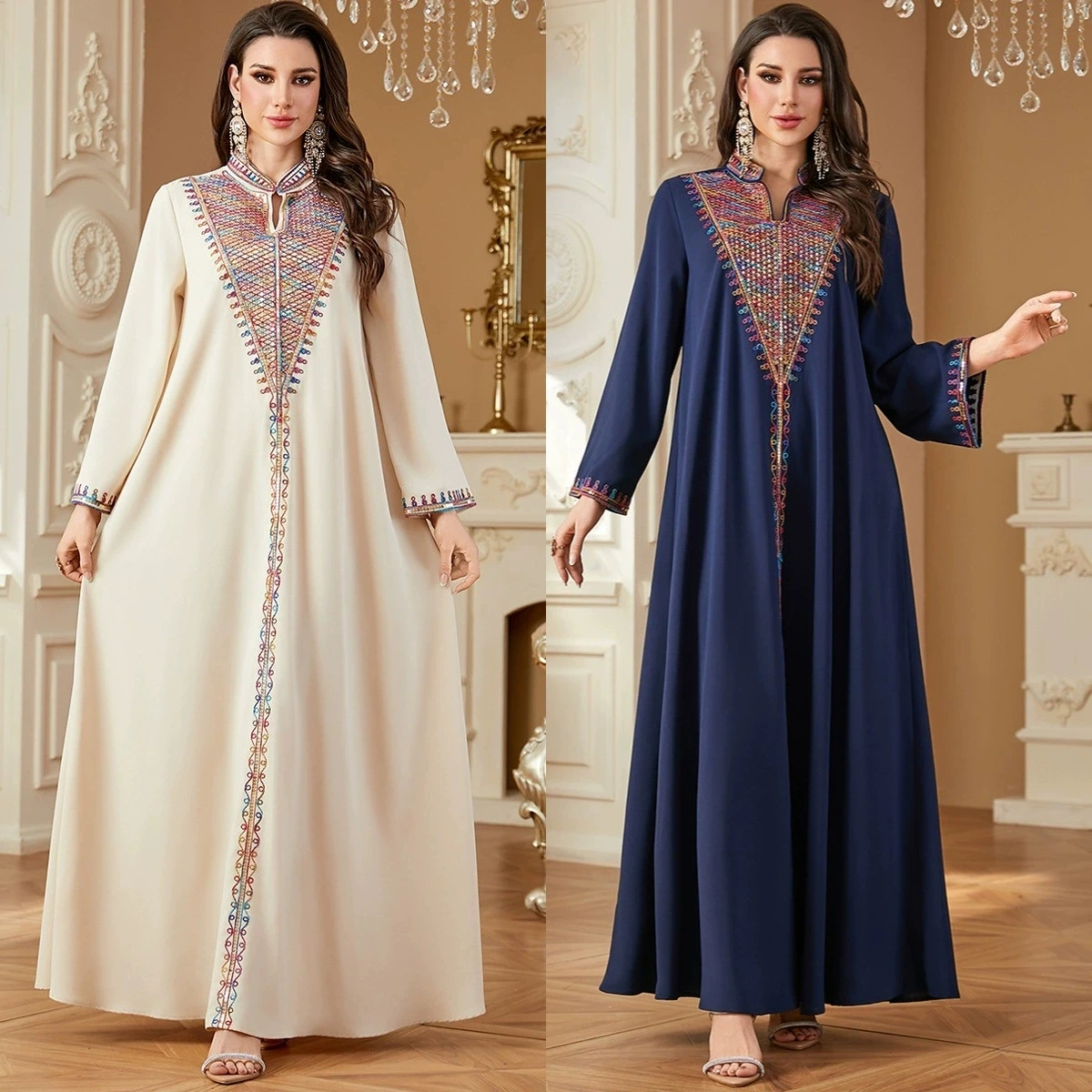 Ramadan Saudi Arabia Fashion Middle Eastern Robe Muslim Elegant Embroidered Dress Dubai Ethnic Style Women's Wear
Ramadan Saudi Arabia Fashion Middle Eastern Robe Muslim Elegant Embroidered Dress Dubai Ethnic Style Women's Wear