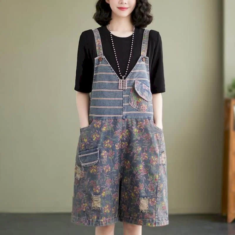 Denim Jumpsuits Vintage Summer New Romper Floral Print Loose Wide Leg Shorts Casual Bodysuit One Piece Outfits Women Clothing
Denim Jumpsuits Vintage Summer New Romper Floral Print Loose Wide Leg Shorts Casual Bodysuit One Piece Outfits Women Clothing