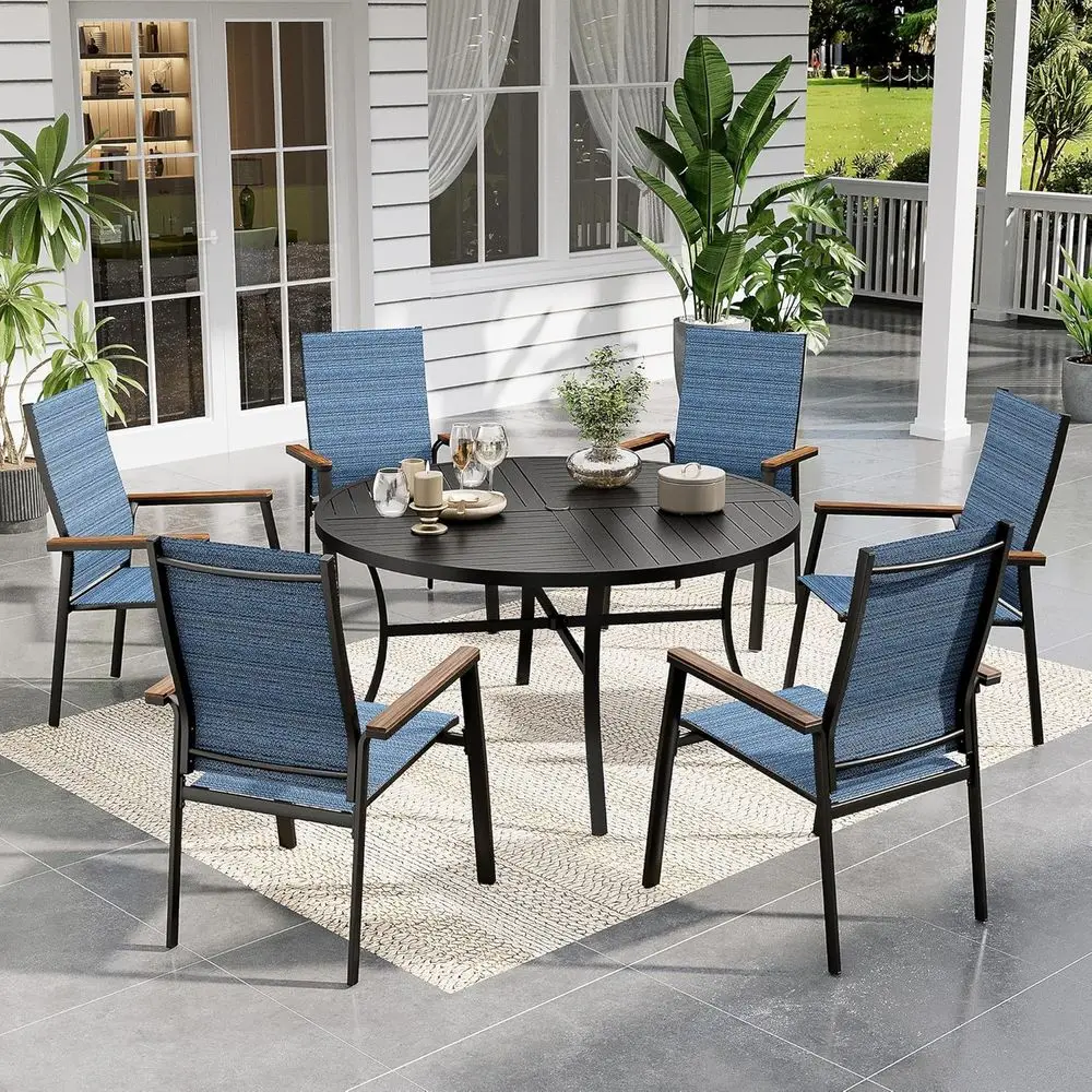 7-Piece Outdoor Patio Dining Set with 6 Chairs and 54 Round Table, Space-Saving and Lightweight, Ideal for Lawn and Garden (Blue
7-Piece Outdoor Patio Dining Set with 6 Chairs and 54 Round Table, Space-Saving and Lightweight, Ideal for Lawn and Garden (Blue