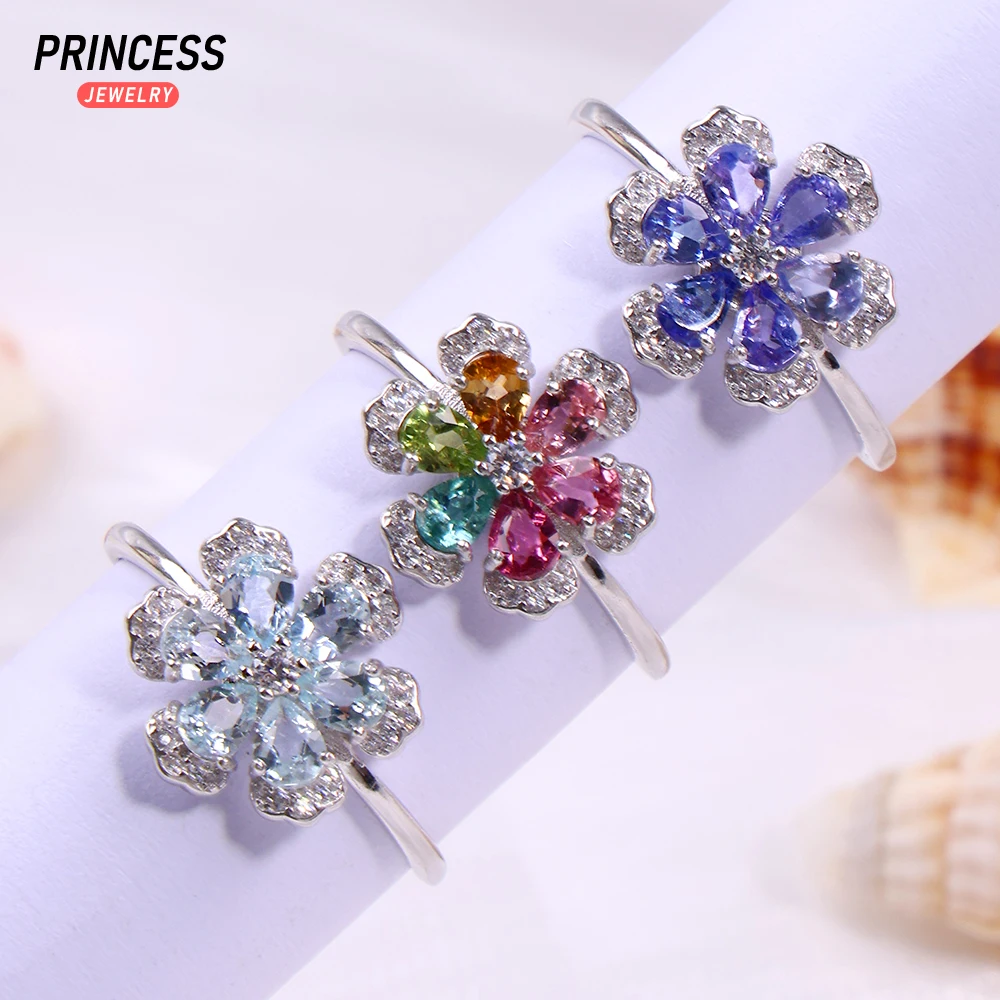 Fashion 925 Silver Adjustable Ring Paired with Flower Shape Gemstones - Wedding Jewelry For Women Engagement Fine Gift
Fashion 925 Silver Adjustable Ring Paired with Flower Shape Gemstones - Wedding Jewelry For Women Engagement Fine Gift