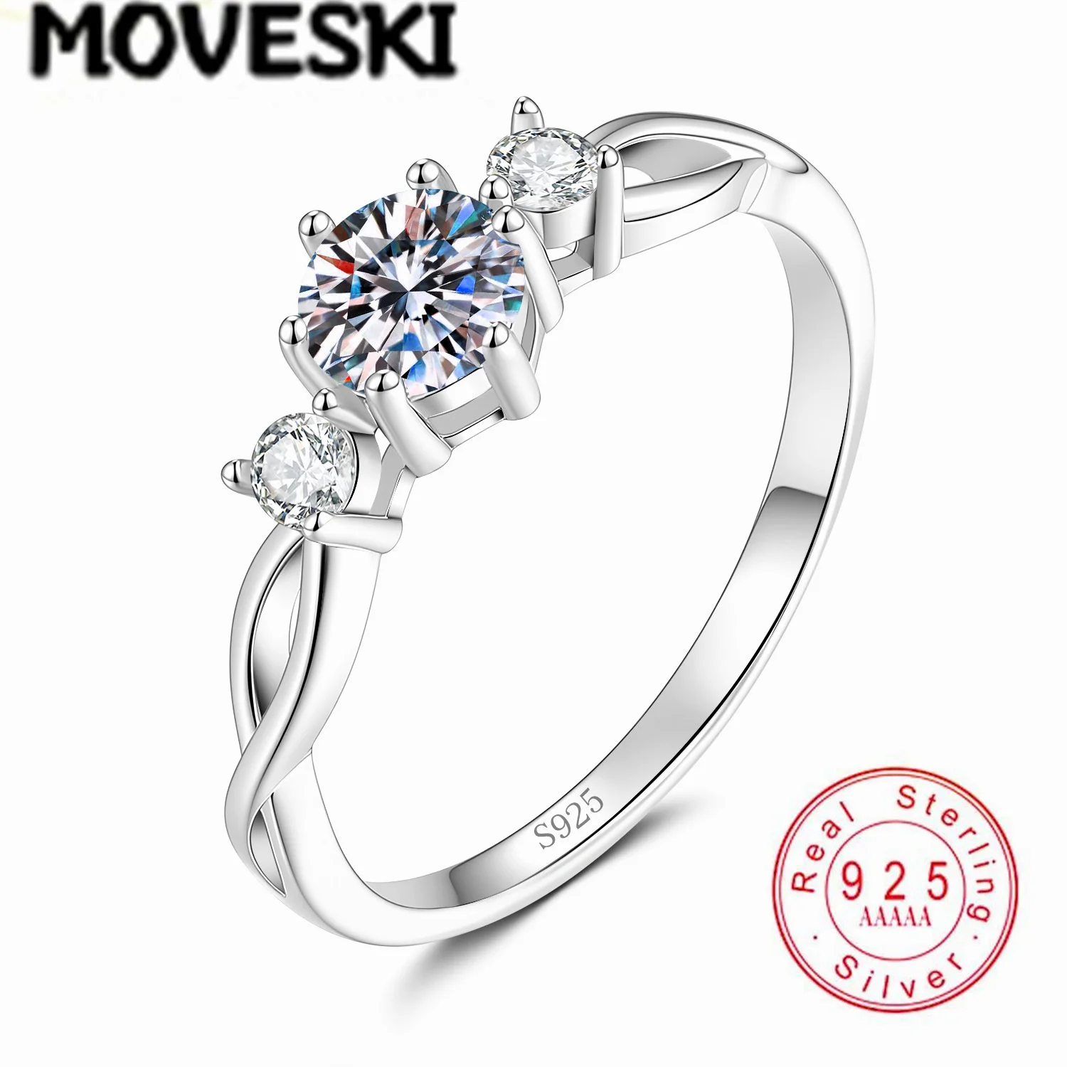 0.5CT Moissanite Ring Real 925 Sterling Silver Twisted Band Promise Wedding Ring Fine Jewelry Gift For Women
0.5CT Moissanite Ring Real 925 Sterling Silver Twisted Band Promise Wedding Ring Fine Jewelry Gift For Women