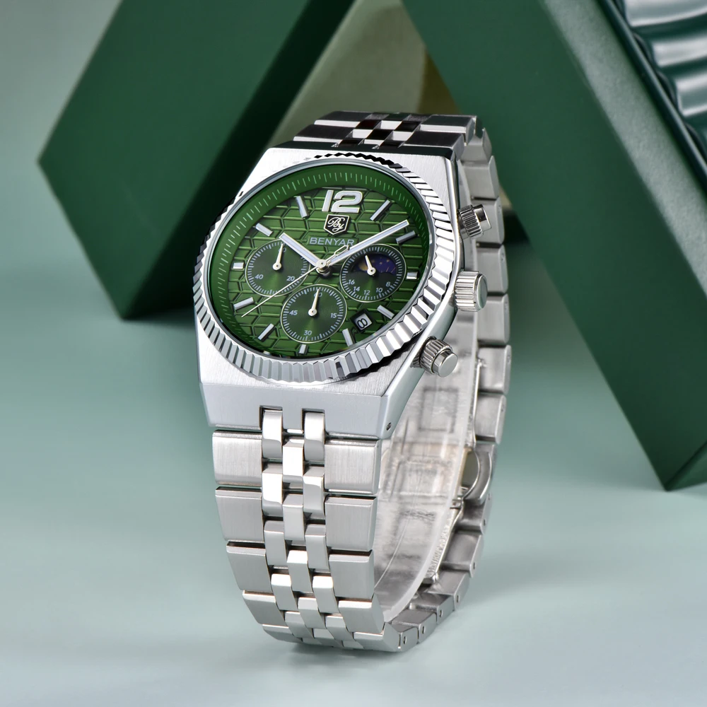 2025 New BENYAR Men's Watches Top Luxury Quartz Watch For Men Chronograph Wristwatches Moon Phase Waterproof Luminous Clock Gift
2025 New BENYAR Men's Watches Top Luxury Quartz Watch For Men Chronograph Wristwatches Moon Phase Waterproof Luminous Clock Gift
