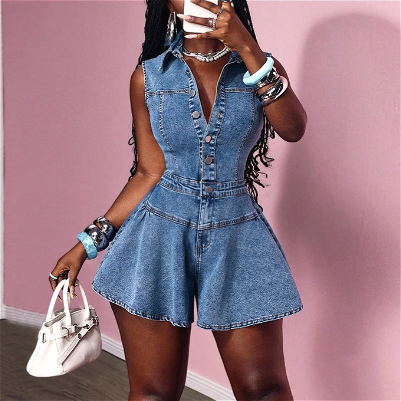Women Jumpsuits Denim One Piece Sleeveless Overalls Short Pants Rompers Turn Down Collar Y2k Streetwear Jumpsuit Work 2026
Women Jumpsuits Denim One Piece Sleeveless Overalls Short Pants Rompers Turn Down Collar Y2k Streetwear Jumpsuit Work 2026