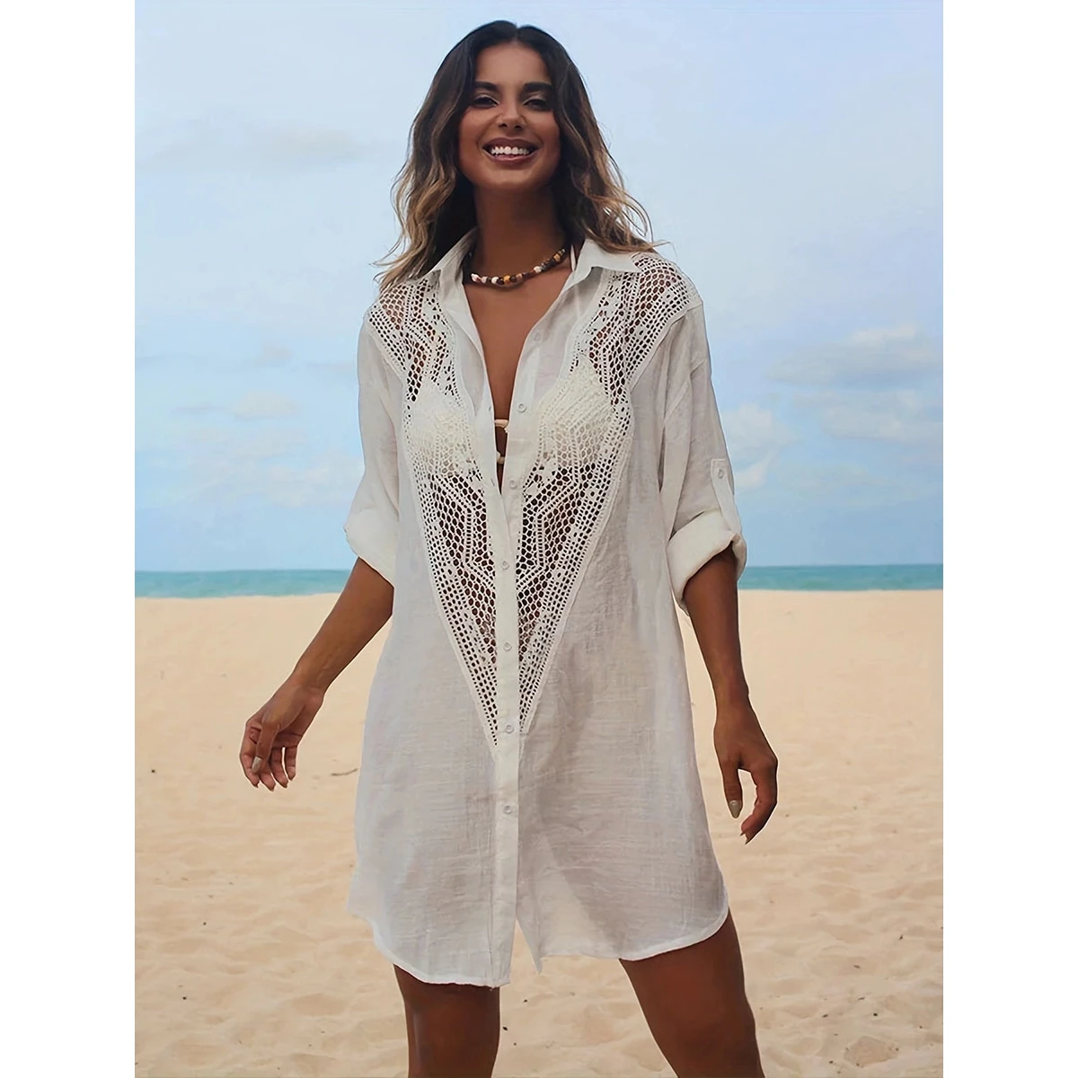 Ruffle Trim irt Sle Swimsuit Cover up Sun Protection Cardigan Women's Cotton Spring Sportswear Casual Chic
Ruffle Trim irt Sle Swimsuit Cover up Sun Protection Cardigan Women's Cotton Spring Sportswear Casual Chic